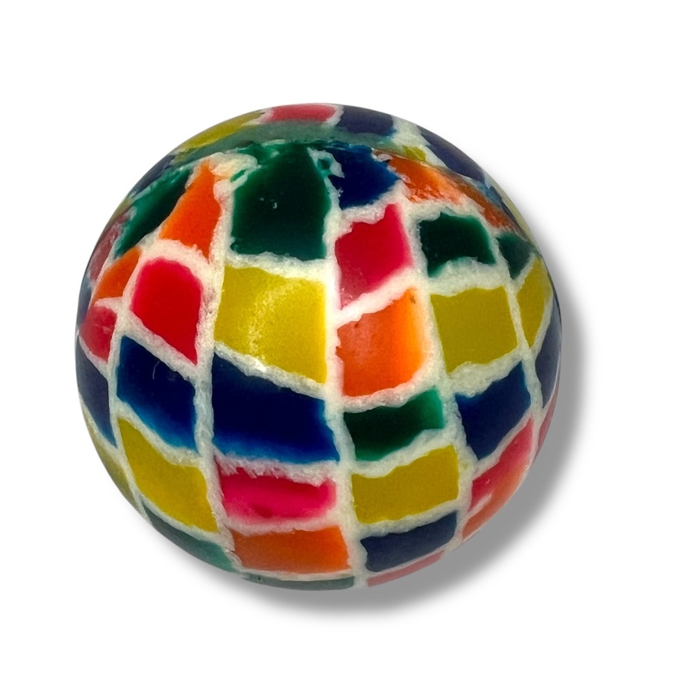 Vintage Y2K Bouncy Ball Lot of 3‎ Mosaic | Yellow | Red and White Various Sizes - Picture 2 of 4